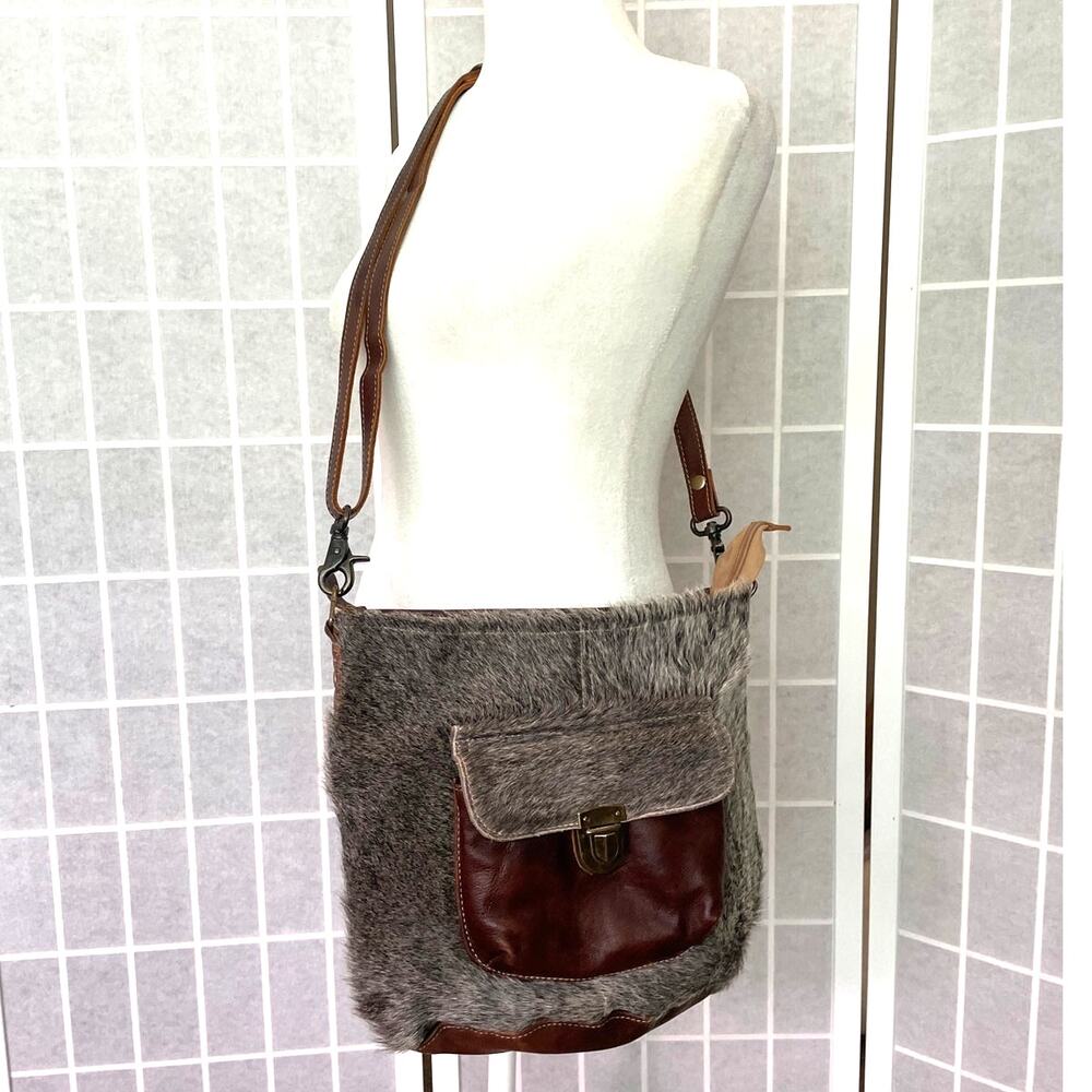 Myra Uptown Centric Shoulder Bag Hairon Leather Crossbody Western Boho Ranch